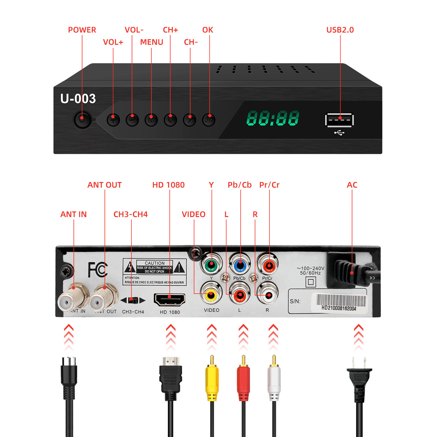 High Quality ATSC U003 TV Receiver Digital TV Box Set-top Box Receiver DVD Decoder