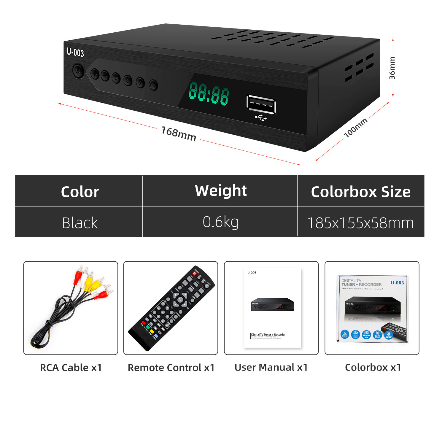 High Quality ATSC U003 TV Receiver Digital TV Box Set-top Box Receiver DVD Decoder