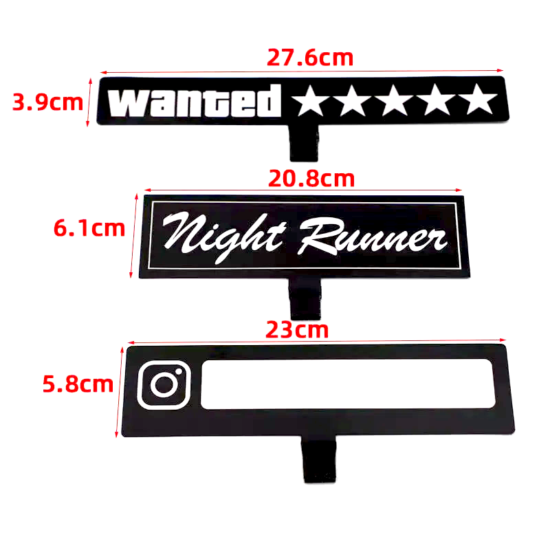 Custom EL electric sticker led glow in the dark light up 5 stars wanted sticker for car decoration