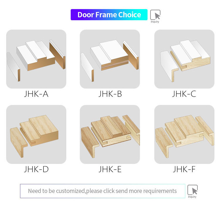 JHK MDF HDF White Primer Hollow Core Solid Core Wooden Interior Doors unfinished