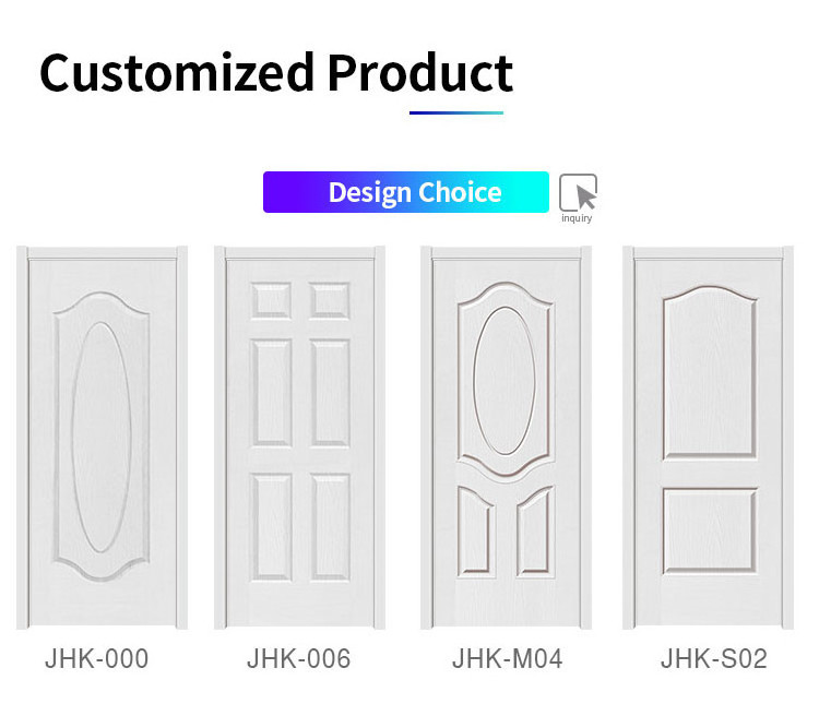 JHK MDF HDF White Primer Hollow Core Solid Core Wooden Interior Doors unfinished