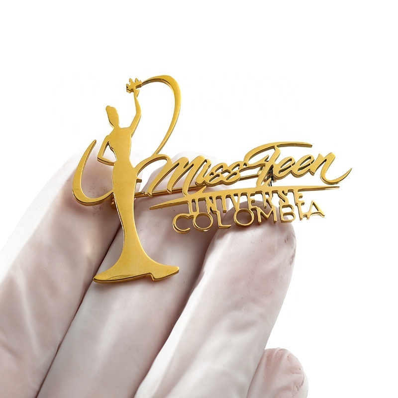 custom logo gold sliver safety pin rhinestone metal luxury designer women fashion jewelry brooches/custom brooch pin