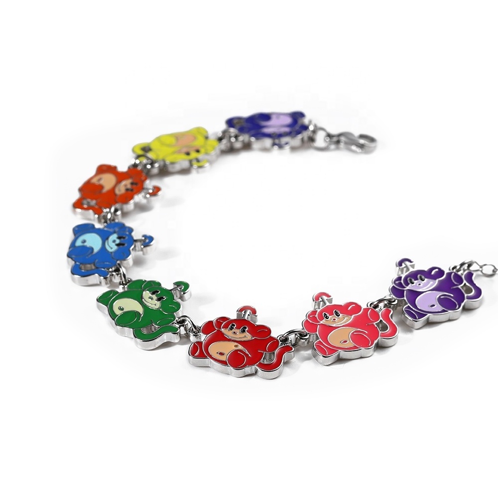 metal colorful enamel personalized girls stainless steel customized men women fashion fine jewelry charm bracelet & bangle