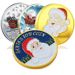 custom metal kids gift santa gold merry christmas wishing challenge coin