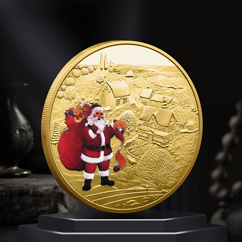 custom metal kids gift santa gold merry christmas wishing challenge coin