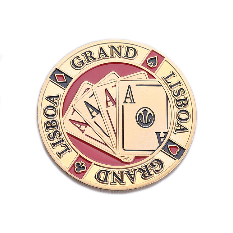 Wholesale luxury gold European professional custom logo enamel metal poker chips