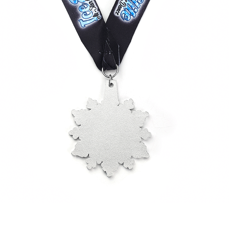 custom metal winter ice snowflake medal with ribbon