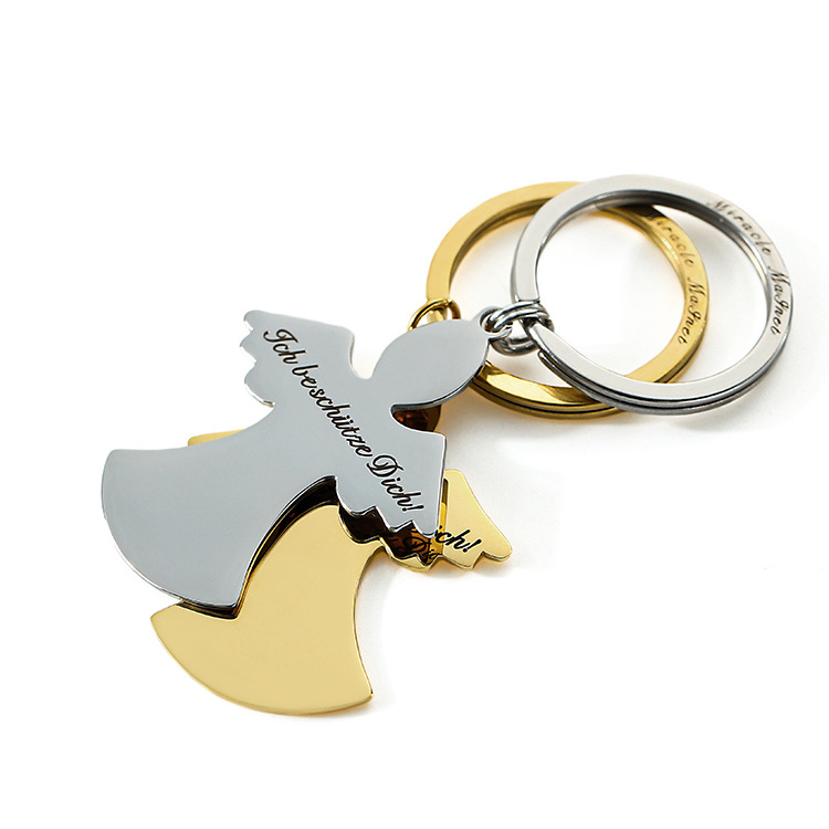 Sunny doll angel promotional laser logo engraving metal keychain craft