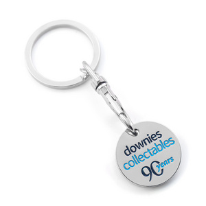 custom logo design metal supermarket shopping trolley coin token key ring