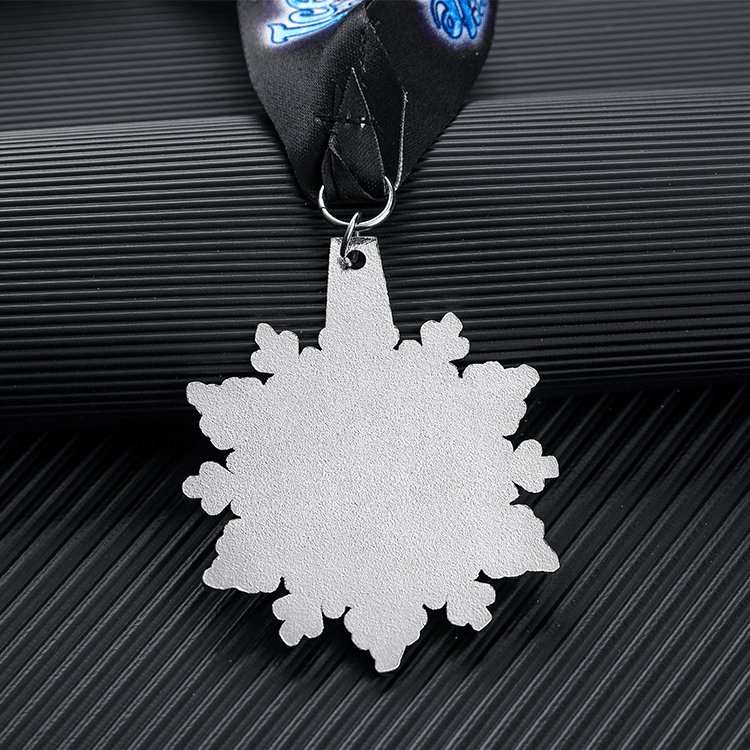 custom metal winter ice snowflake medal with ribbon