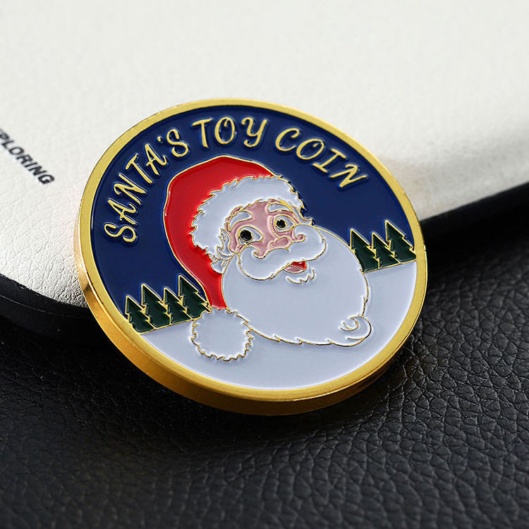 custom metal kids gift santa gold merry christmas wishing challenge coin