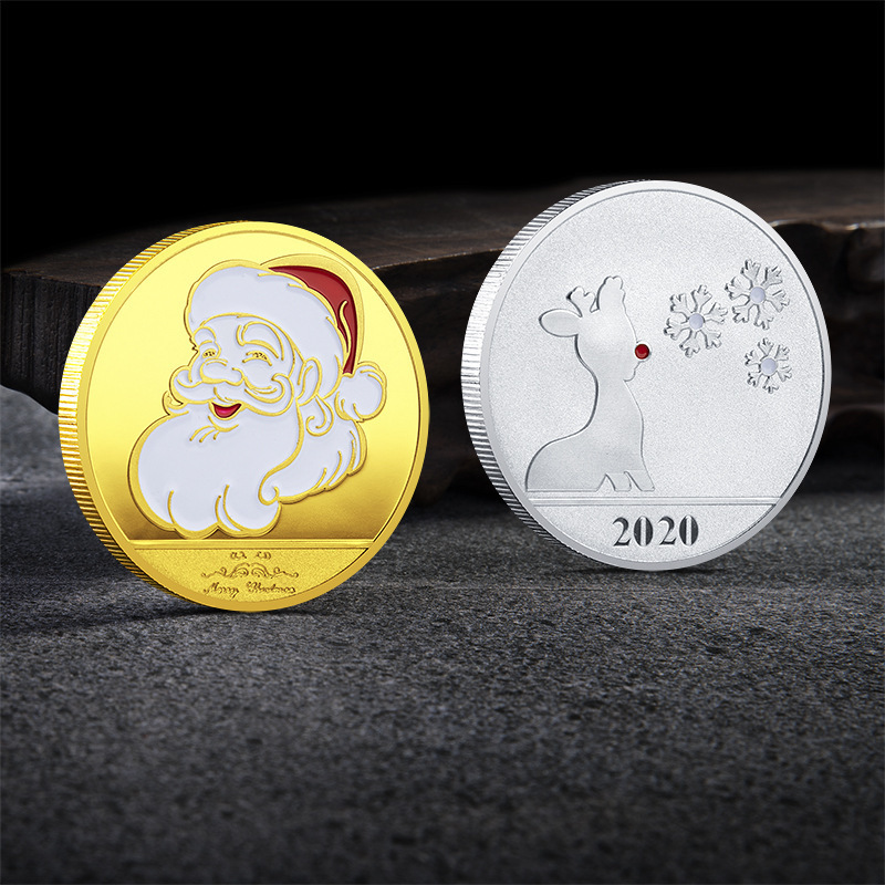 custom metal kids gift santa gold merry christmas wishing challenge coin