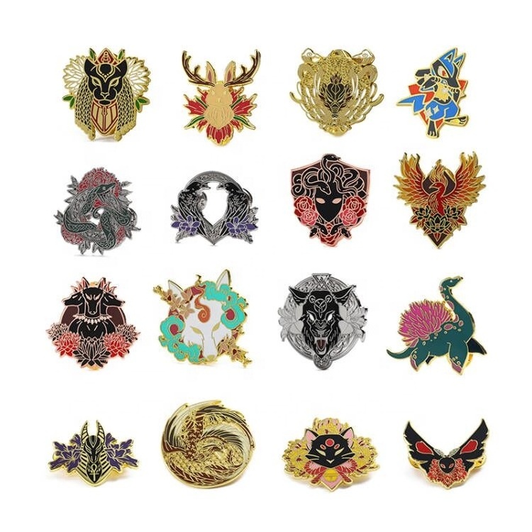 No Minimum fashion custom logo bulk gold cartoon anime metal soft enamel lapel pin/hard enamel pin