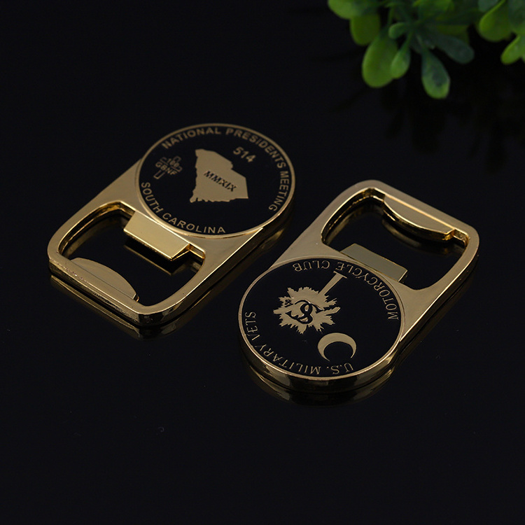 Golden supplier custom soft enamel round metal diy gold bottle opener