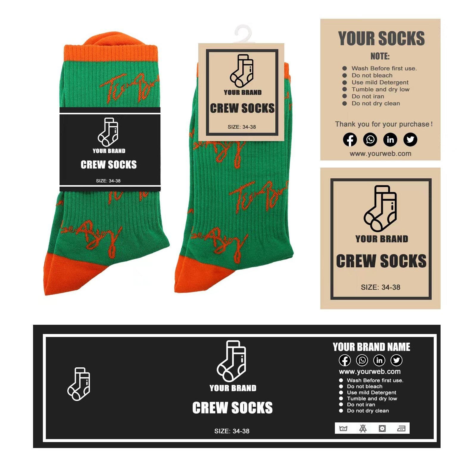 High quality manufacturer custom cotton print crew socks custom embroidery designer sports sock custom logo socks