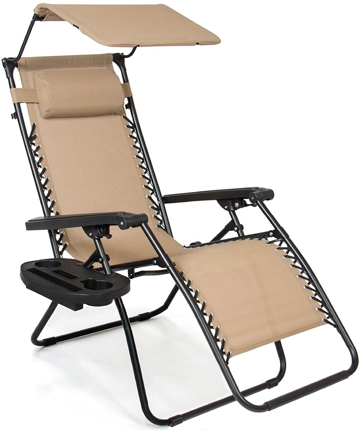 Outdoor Lounge Office Folding Zero Gravity Recliner Adjustable Chair with Shade