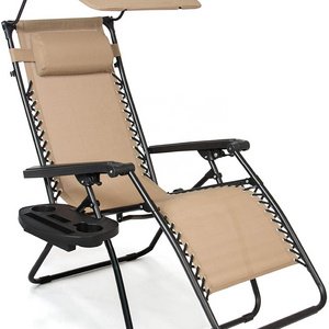 Outdoor Lounge Office Folding Zero Gravity Recliner Adjustable Chair with Shade