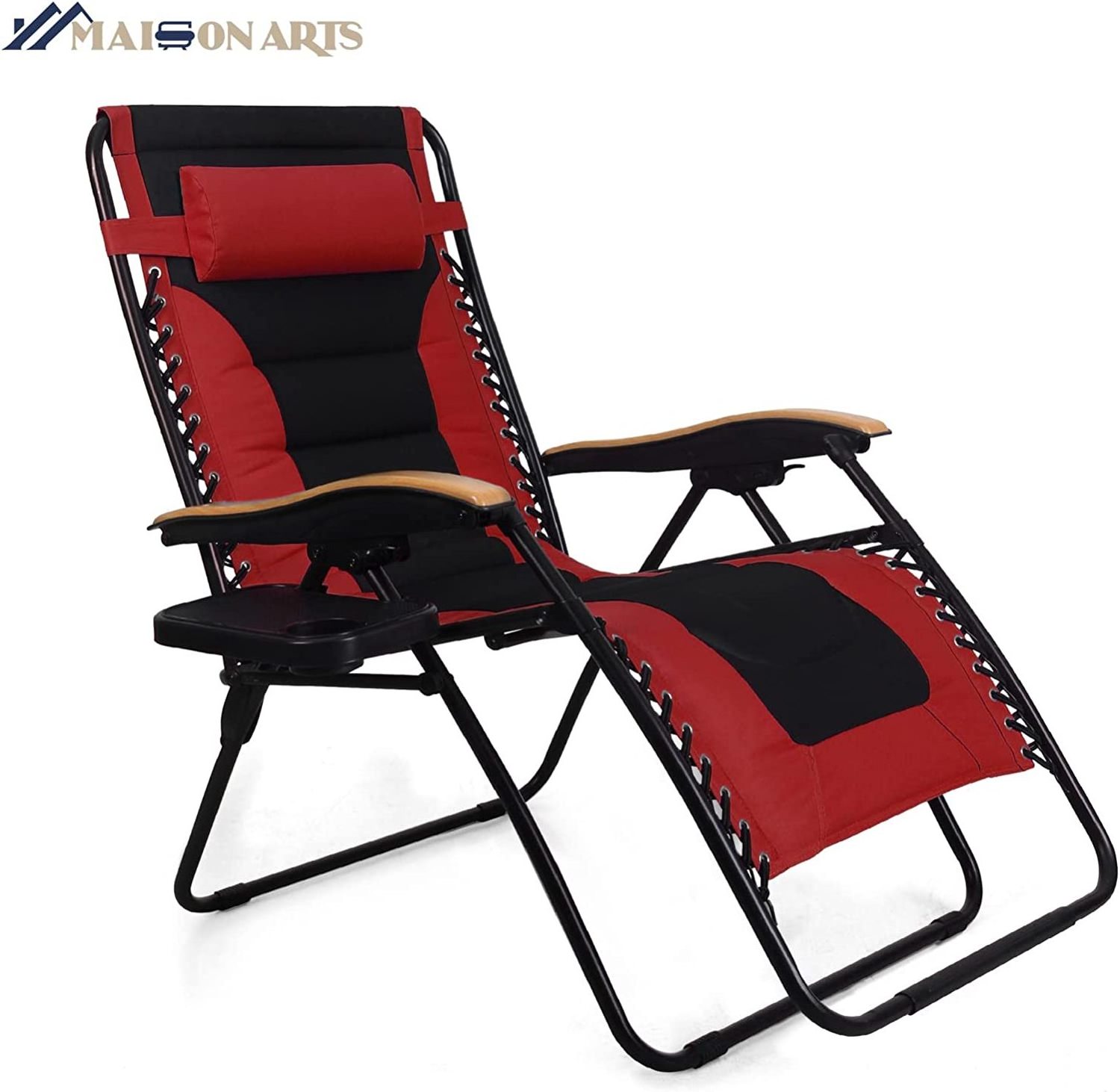 Oversize XL Padded Zero Gravity Lawn Chair Anti Gravity Lounge Chair Adjustable Recliner w/Pillow & Cup Holder Outdoor Camp Chai