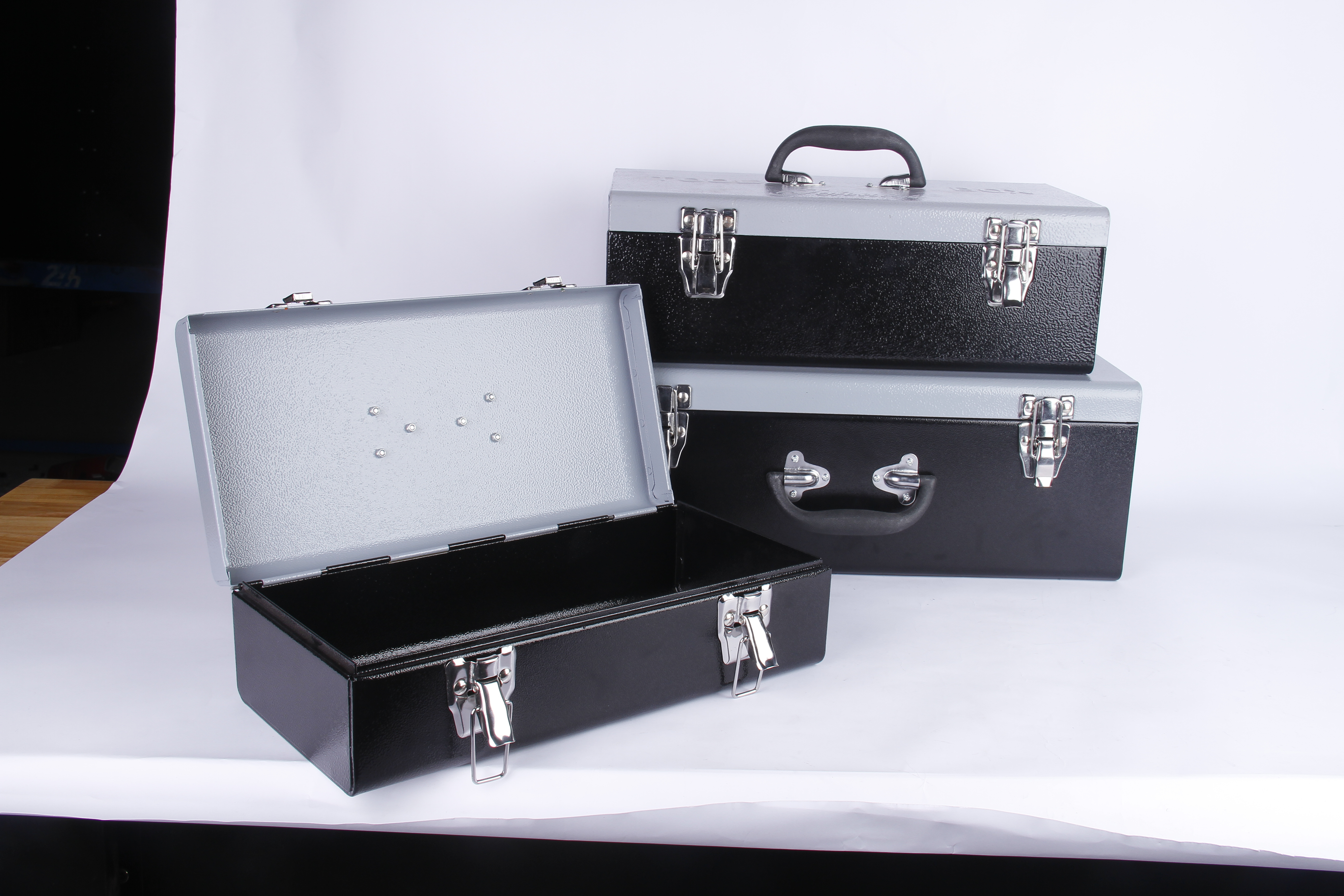 Portable Space Saving 3 Pieces Different Size Tool Boxes Set with Locks