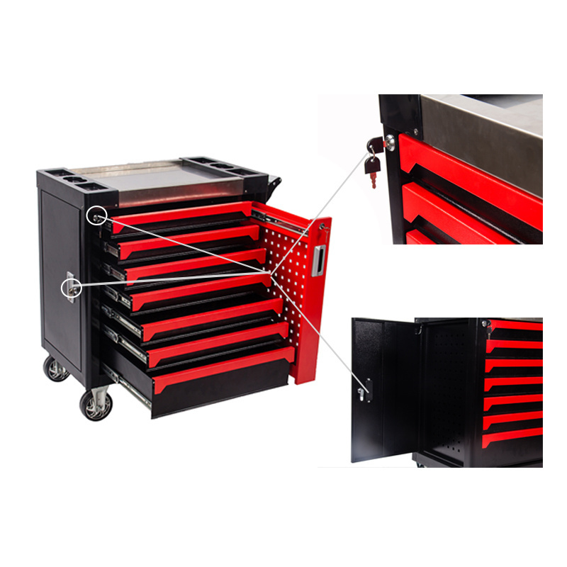 258 Pcs Tool Sets Rolling Box with Wheel Heavy Duty Stainless Steel Tool Chest 7 Drawers tool cabinet cart trolley