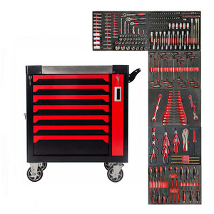 Heavy Duty Stainless Steel Tool Chest 7 Drawers tool cabinet cart trolley 258 Pcs Tool Sets Rolling Box with Wheel