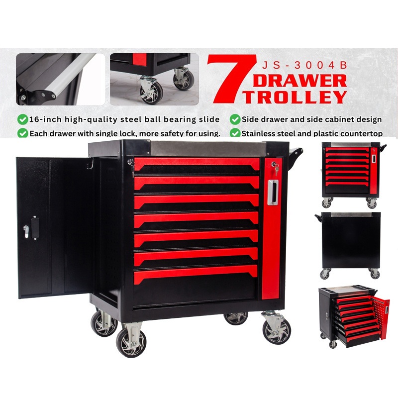 Heavy Duty Stainless Steel Tool Chest 7 Drawers tool cabinet cart trolley 258 Pcs Tool Sets Rolling Box with Wheel