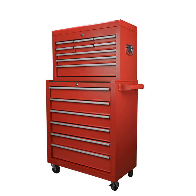 Promotion 15 Drawers Garage Storage Tool Cabinet With Mechanic Trolley On Wheels