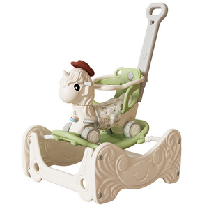 Baby's toddler toys rocking horse children's pulley car, 4-in-1 trampoline, rocking horse toy Kid Swing car