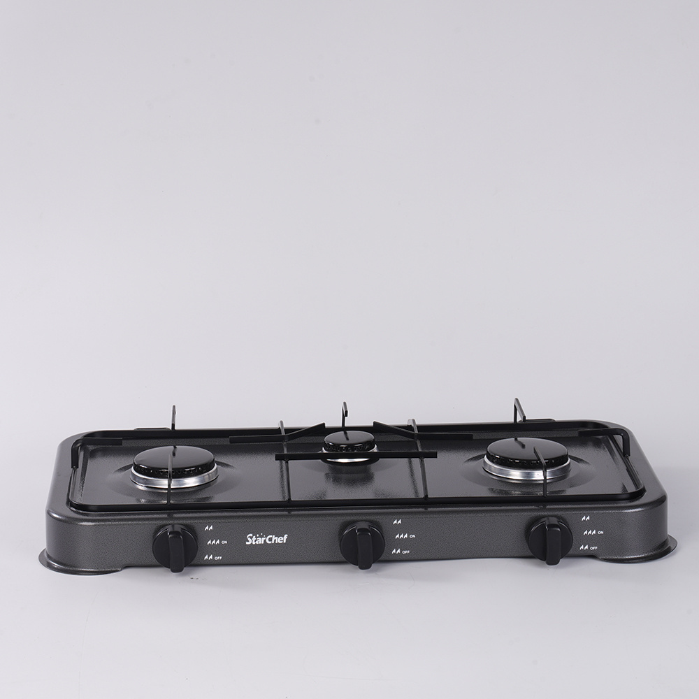 Multi-Function Portable Camping Table Gas Stove Three Burner With Lid