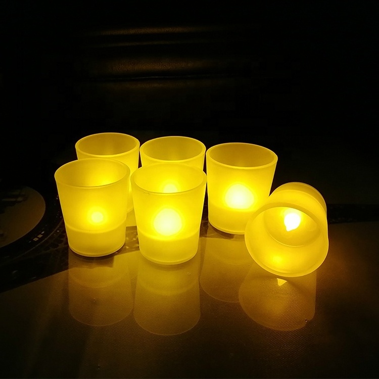 Electronic Set 6 Battery Operated Electronic RGB Warm Flickering Plastic Cup Flameless Tea Light LED Candle Light