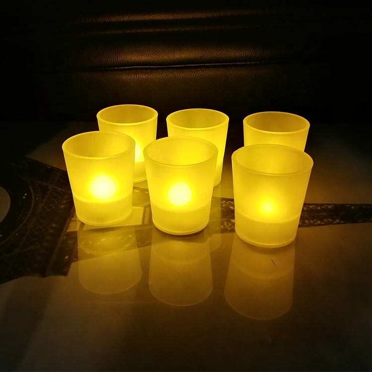 Electronic Set 6 Battery Operated Electronic RGB Warm Flickering Plastic Cup Flameless Tea Light LED Candle Light