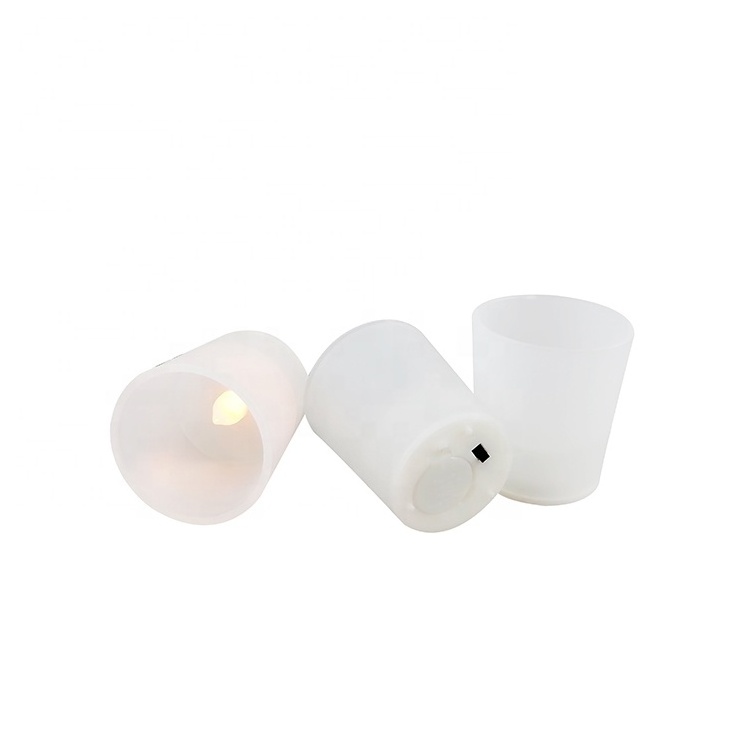 Electronic Set 6 Battery Operated Electronic RGB Warm Flickering Plastic Cup Flameless Tea Light LED Candle Light