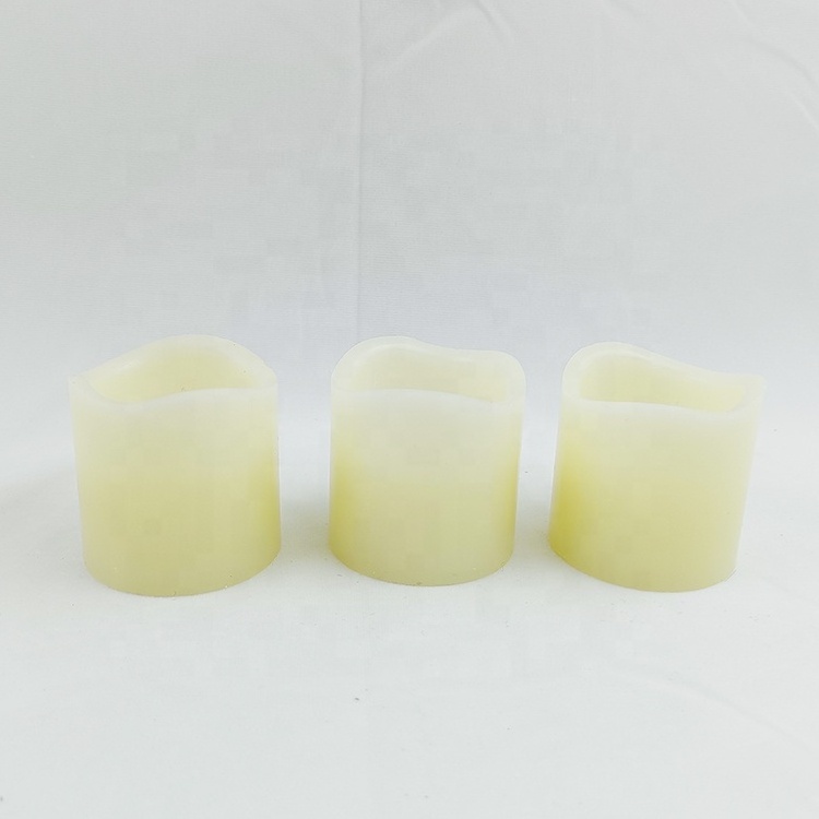 Set of 3 Automatic Timer Battery Small Warmer LED Light Up Candle Flickering Wax Tea Light Candles