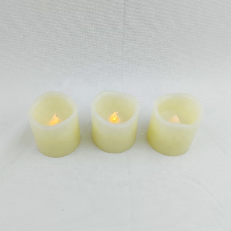 Set of 3 Automatic Timer Battery Small Warmer LED Light Up Candle Flickering Wax Tea Light Candles