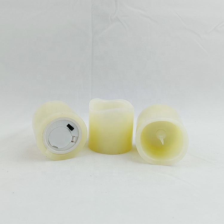 Set of 3 Automatic Timer Battery Small Warmer LED Light Up Candle Flickering Wax Tea Light Candles