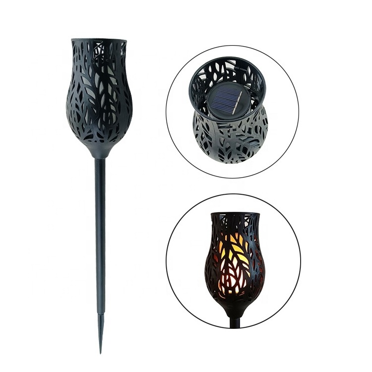 2022 New Outdoor Decorative Garden Lamp Waterproof Dancing LED Flickering Torch Tulip Solar Flame Light