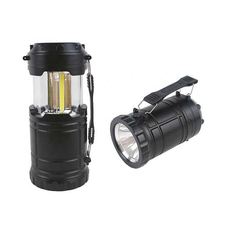 Dry battery powered portable pop up lantern flashlight COB led camping light