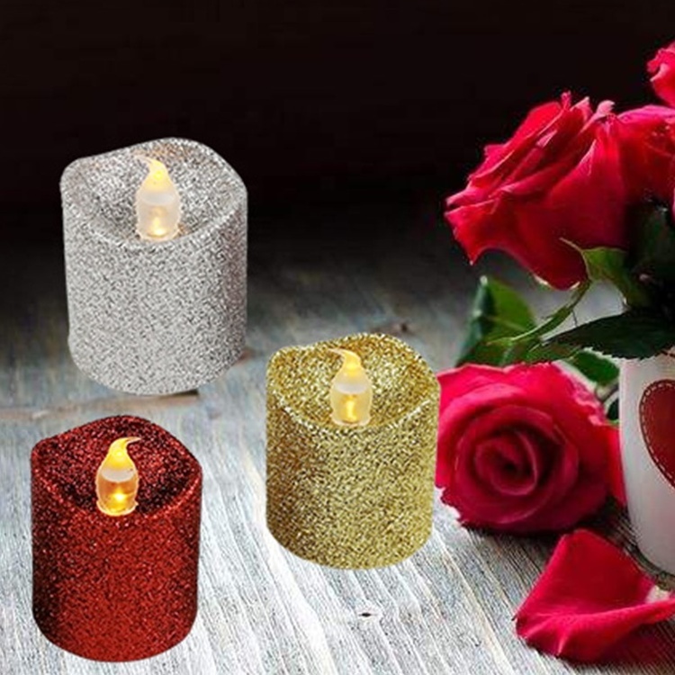 Battery Operated Candles Bright Led Flameless Flickering Glitter Tea Lights