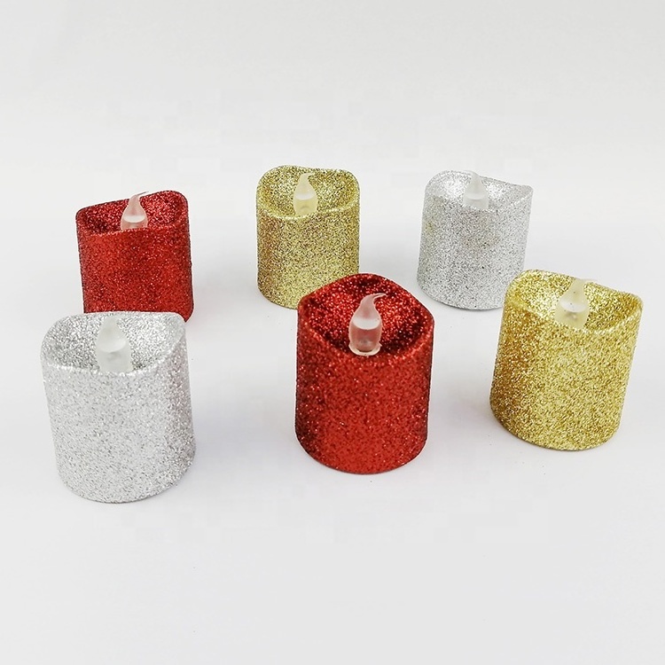 Battery Operated Candles Bright Led Flameless Flickering Glitter Tea Lights