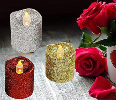 Battery Operated Candles Bright Led Flameless Flickering Glitter Tea Lights