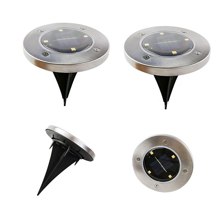 Underground Garden Lawn Lighting 4 LED Warm White Solar Powered Ground Disk Lights