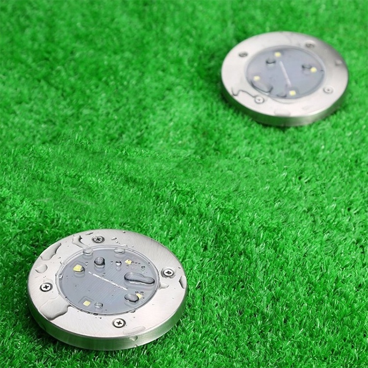 Underground Garden Lawn Lighting 4 LED Warm White Solar Powered Ground Disk Lights