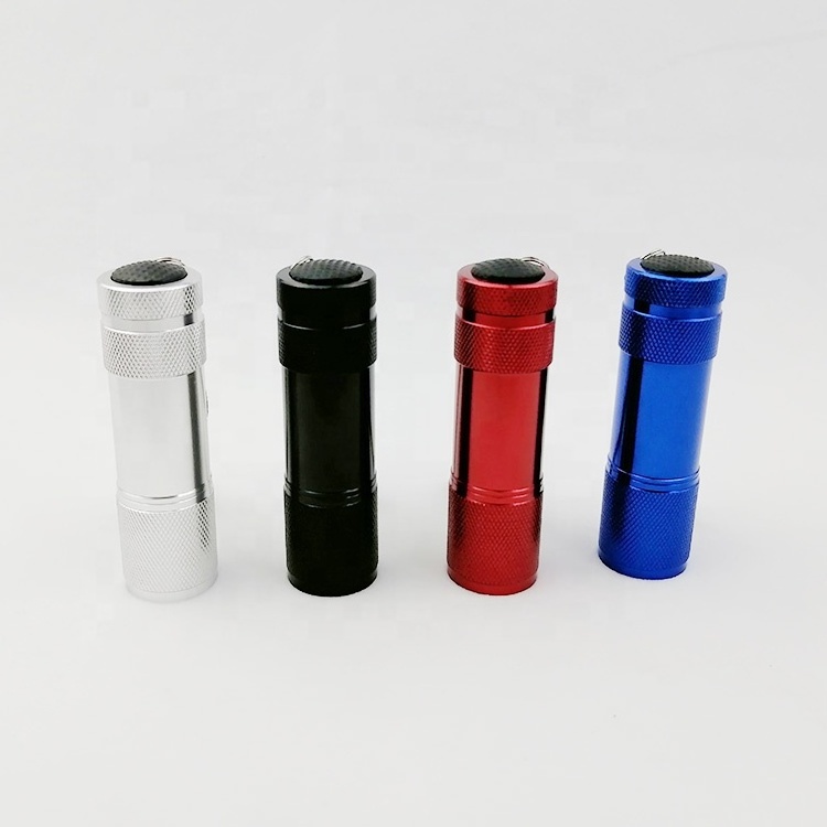 Chinese cheap bulk aaa dry battery alloy aluminium hand torch light 9 led aluminum flashlight