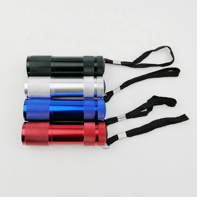 Chinese cheap bulk aaa dry battery alloy aluminium hand torch light 9 led aluminum flashlight