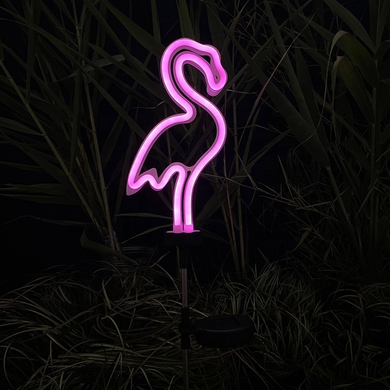 New solar powered flamingo neon lights lawn lights, courtyard floor mounted lights, garden decorative lights