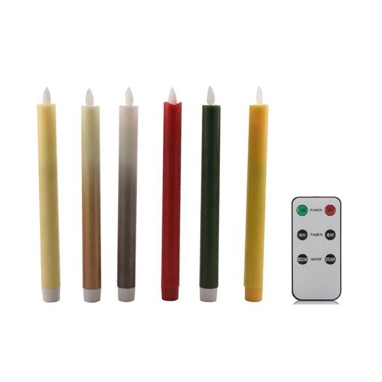 Electric tall remote non drip dancing moving wick flame led stick wax long pillar candles