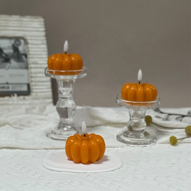 Battery Operated LED Flameless Candles Real Wax Candles Pumpkin Warm Color Flickering Light for Festival Decor