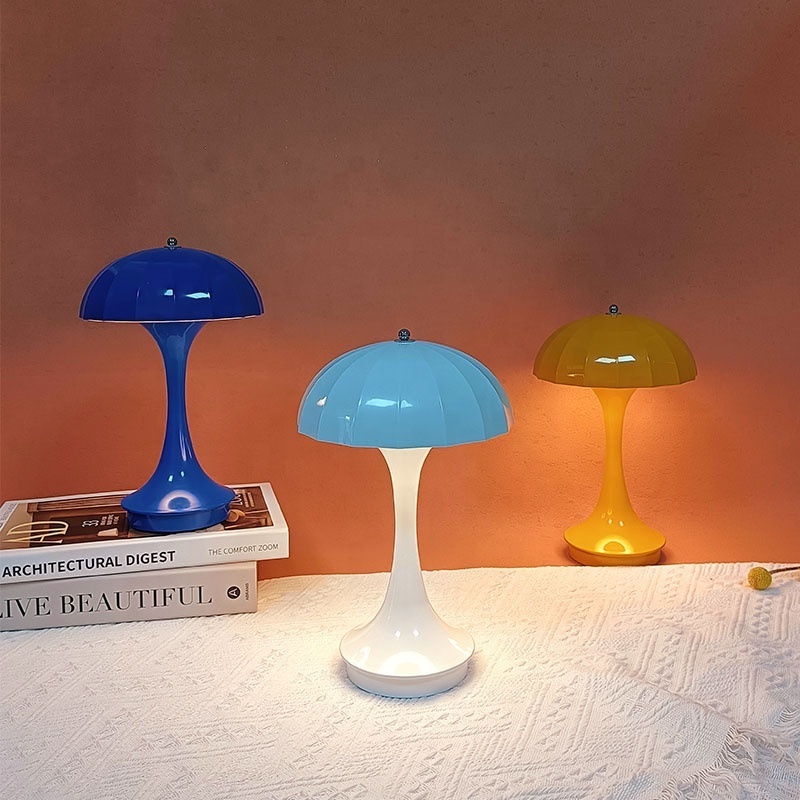 3 Way Dimmable Touch Lamp USB C Charging Port Mushroom Desk Night Light Rechargeable Bedside Table Lamp for Bedroom Living Room