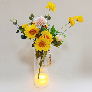 Battery Operated Lighted LED Vase Hanging Table Home Decoration Glass Vase Lamp Tall Flower Vase with LED Light