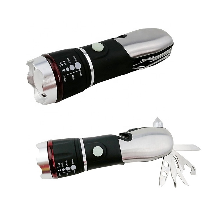 Car safety hammer led torch flash lighting light zoom multi-tool flashlight